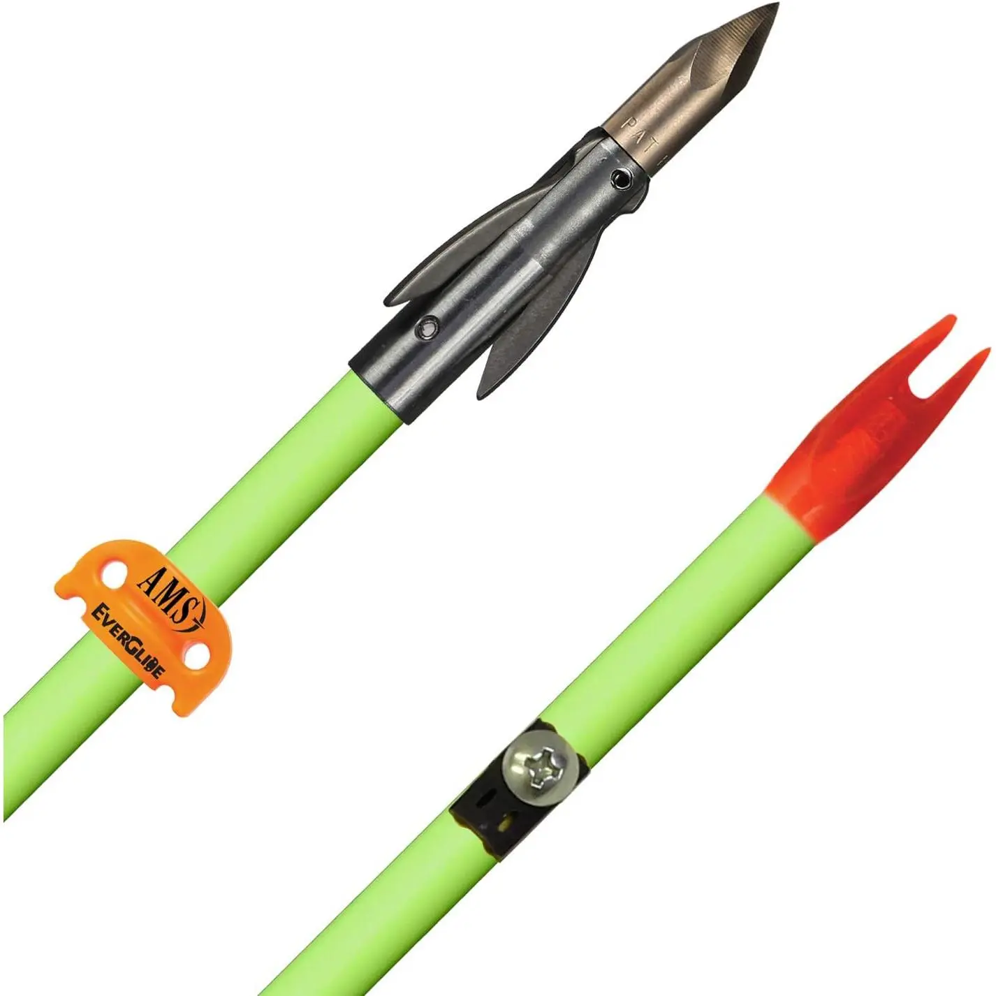 Bowfishing A206-FLO Fluorescent Green Fiberglass Arrow, AnKor FX Point & Safety Slide