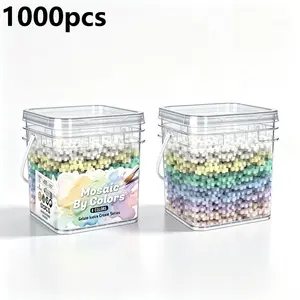 1000 pieces cross-shaped interlocking building blocks in barrels with 6 color schemes, multiple styles available, suitable for DIY, desktop ornaments, educational hand-assembled storage bucket gift set