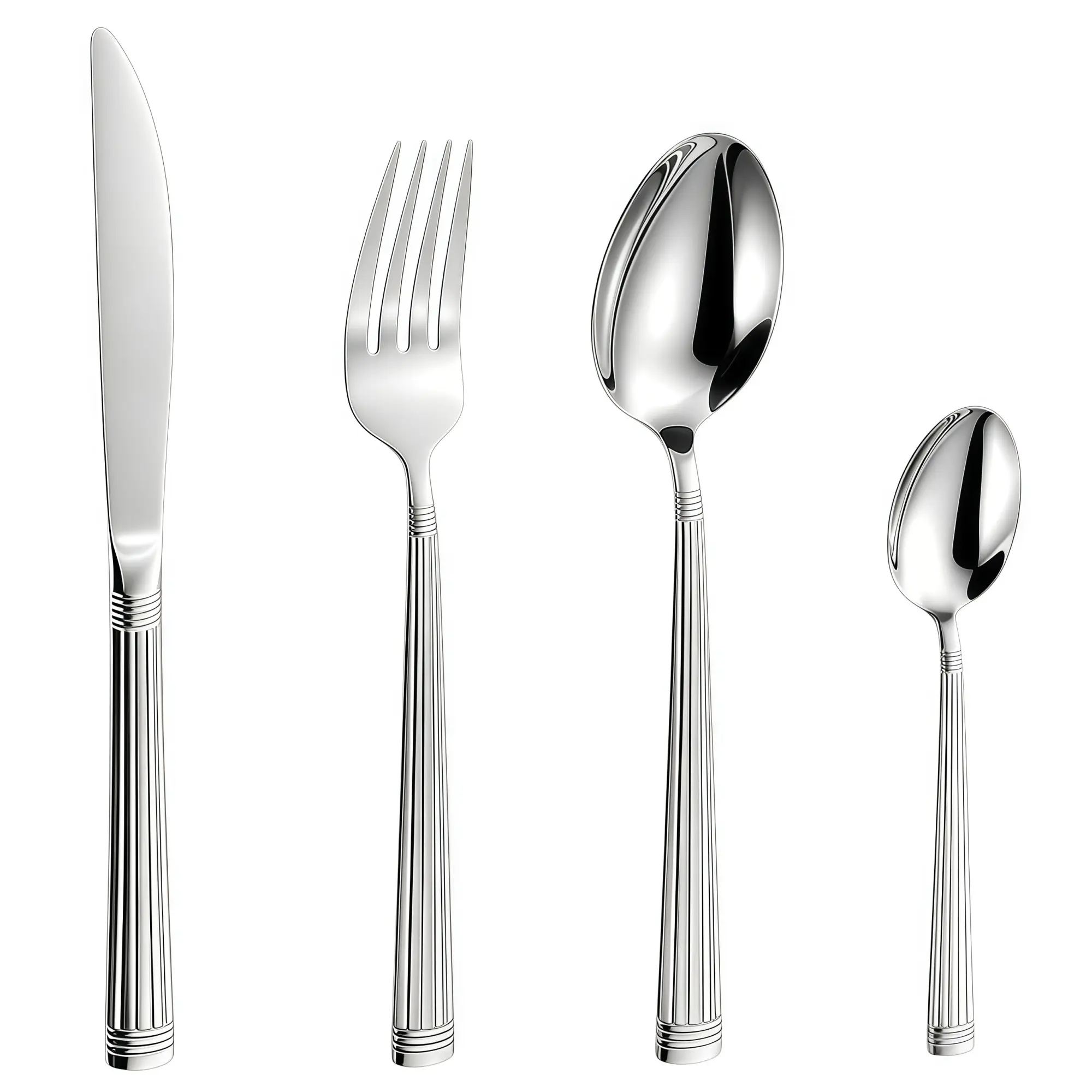 24Pcs Classic Stainless Steel Cutlery Set, Mirror Polished Silverware Flatware with Knife Fork Spoon Dessert Spoon, Rustproof Dishwasher Safe Kitchen Tableware for Daily Home Use, Family Dinner, Apartment Essentials & Housewarming Gifts, Utensils Set