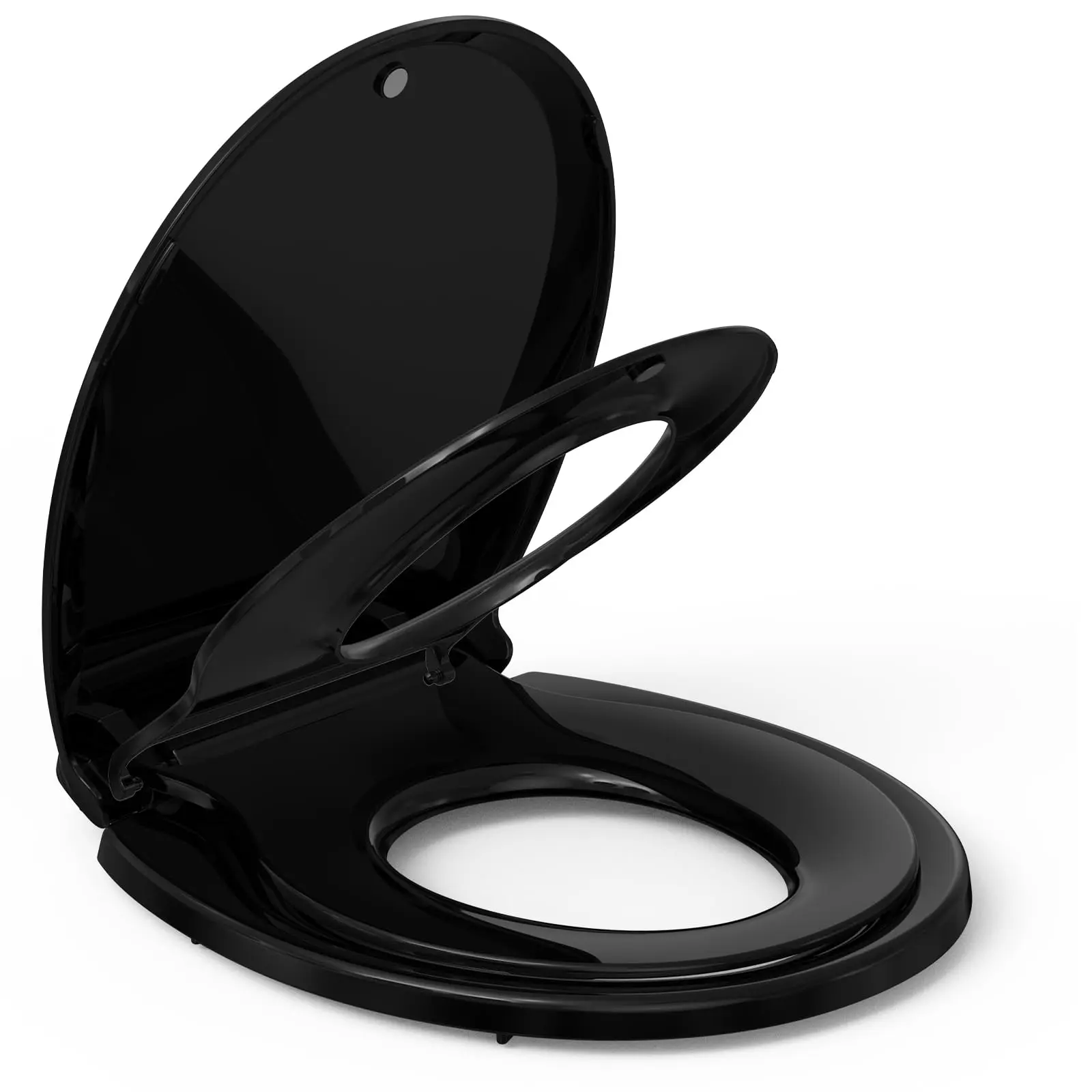 GARVEE Round Toilet Seat 19'' with Built-In Toddler Seat, Soft Close, Slow Close with Magnets, Fits Both Adult and Toddler, Easy Installation and Release, Black