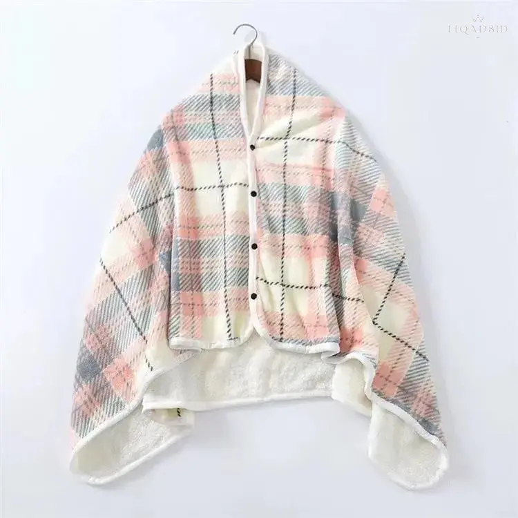 Unisex Wearable Fleece Throw Cape Blanket, Button Closure Plush Lined Shawl Wrap, Warm Cozy Body Blanket For Office, Sofa, Travel, Camping, Cold‑Weather Indoor Outdoor Daily Use