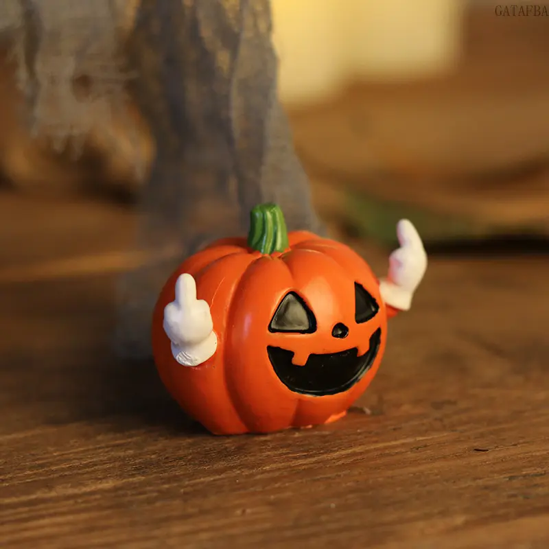 Middle Finger Pumpkin Ornament, Funny Resin Pumpkin Figurine for Halloween Party Decorations,back to school,back to school haul