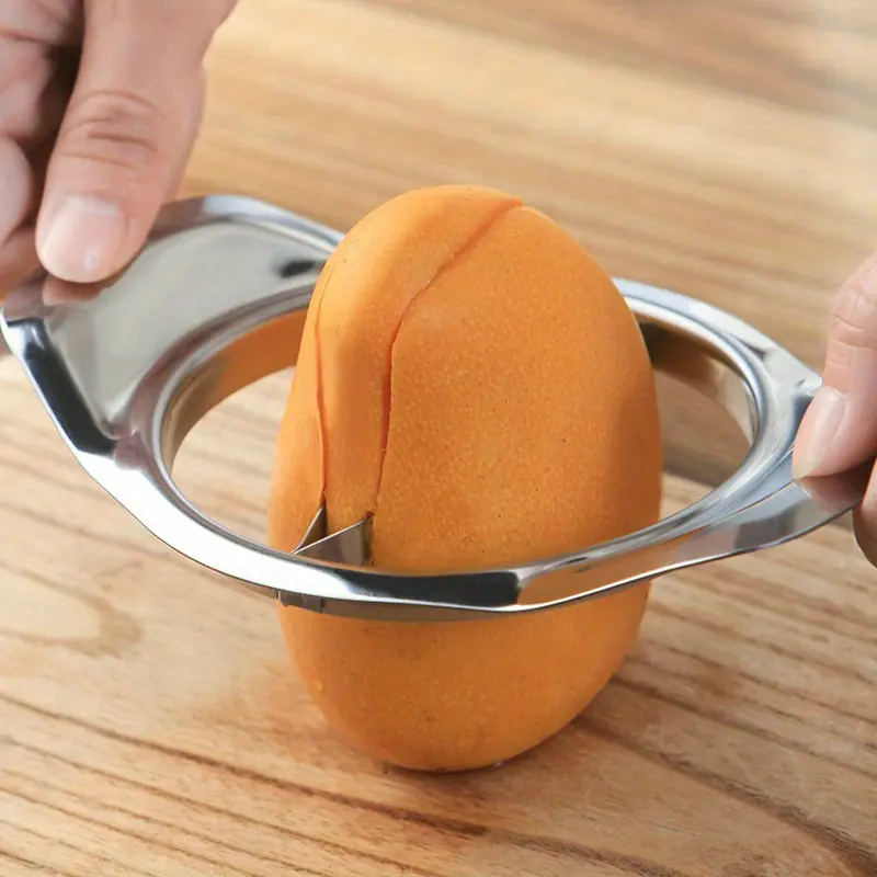 Stainless Steel Mango Slicer and Pitter - Efficient, Durable Kitchen Cutter and Peeler for Quick Fruit Prep