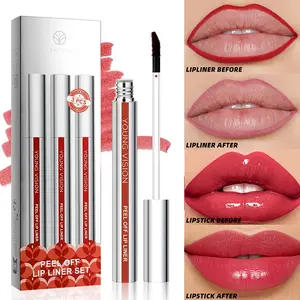 3 Shades Peel Off Lip Liner, Waterproof Long Lasting Color Lock Matte Lip Makeup, Creates Plump Lips, Pair With Lip Gloss Lip Oil For Diverse Looks