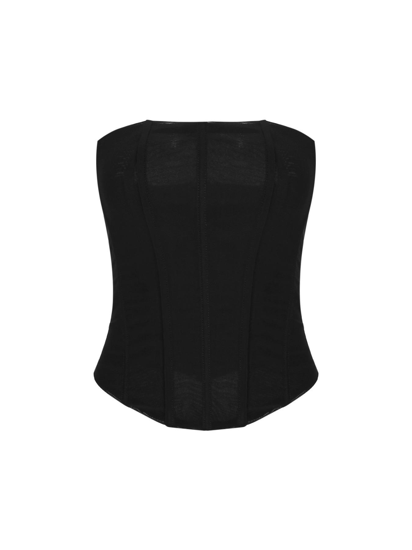 Women's Fishbone Corset Structure Fitted Crop Cami Top Solid Tube Top for Daily Wear Mesh Corset Top Party