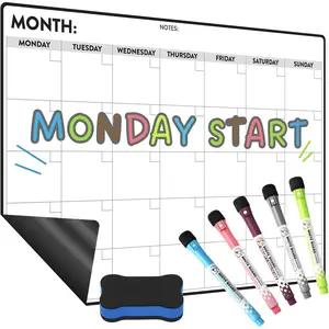 Monthly Magnetic Dry Erase Calendar for Refrigerator Monday Start Calendar Magnet 17 x 12” Whiteboard Calendar for Fridge Include 5 Markers & Eraser