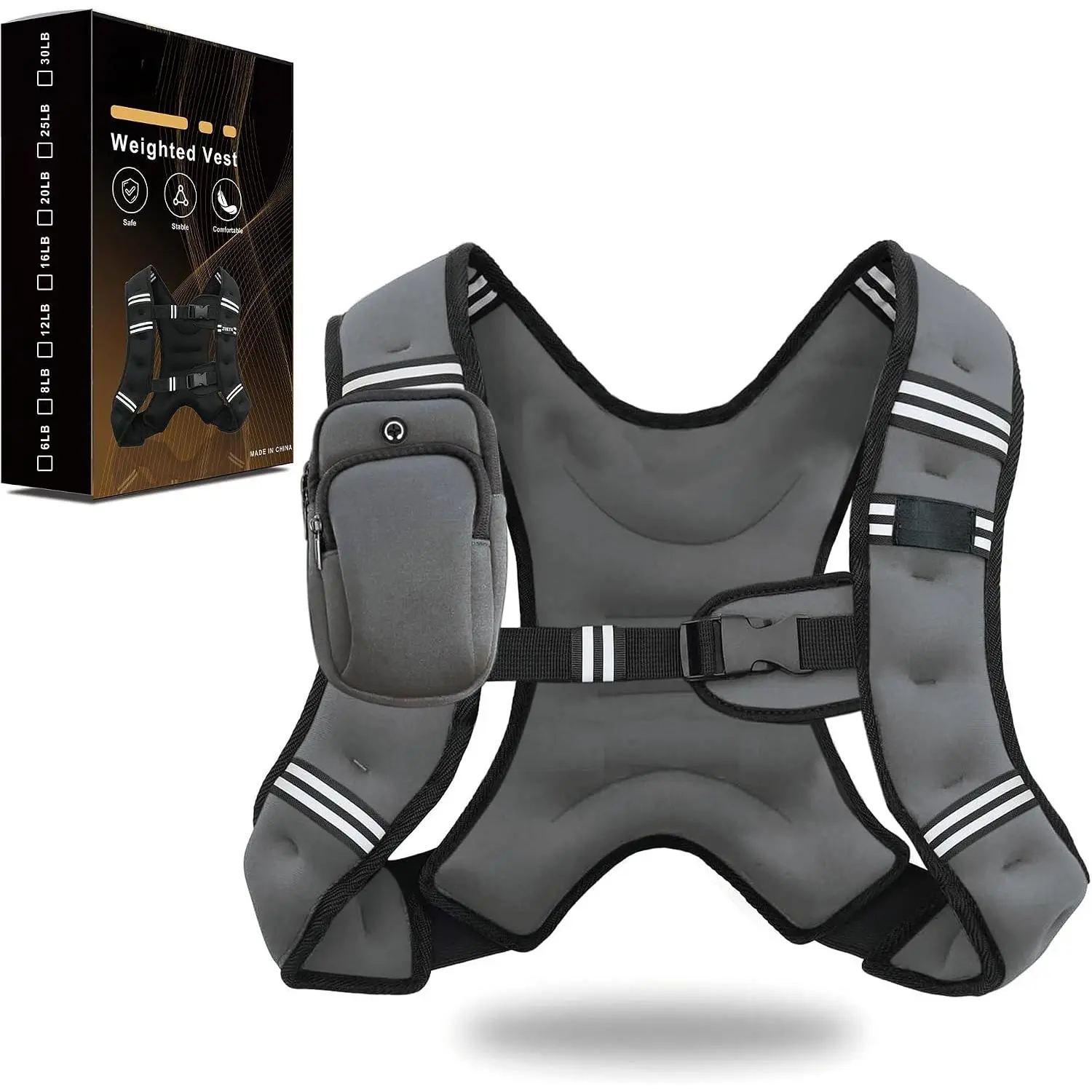 Weighted Vest, 12lb Weight Vest with Reflective Stripe, Weighted Vest for Men Women Workout Equipment for Strength Training, Running, Jogging, Fitness
