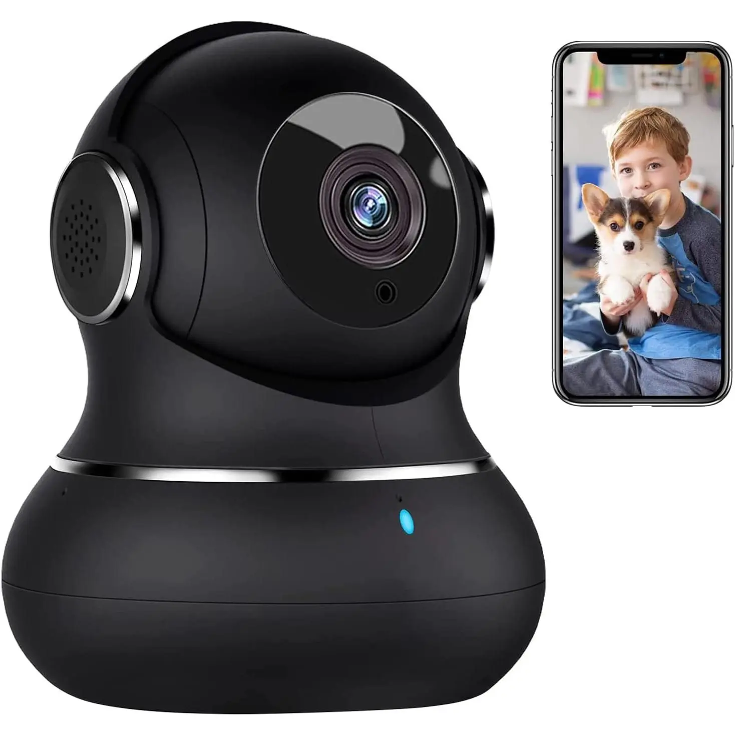 2K Indoor Security Camera, 360° Cameras for Home Security Indoor with Motion Detection, Pet Cam with Phone App, Baby Monitor-Night Vision