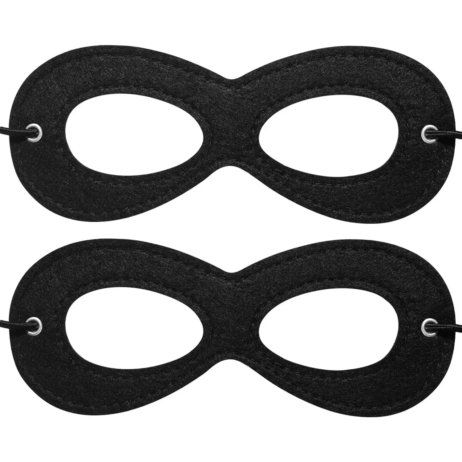 Superhero Black Eye Masks, Adjustable Felt Masks with Elastic Rope, Halloween Dress Up Party Cosplay Accessories for Adults & Kids, Bandit Thief Costume, 2 PcsGift