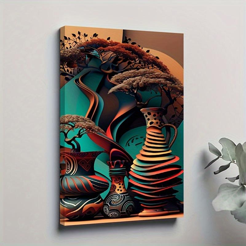 Wooden Framed Canvas Painting African Art Poster Abstract Wall Art for Home Decor High Quality Canvas Prints for Living Room Bedroom Kitchen Office Cafe Decor Perfect Gift Ready to Hang Ornaments Artistic Photo
