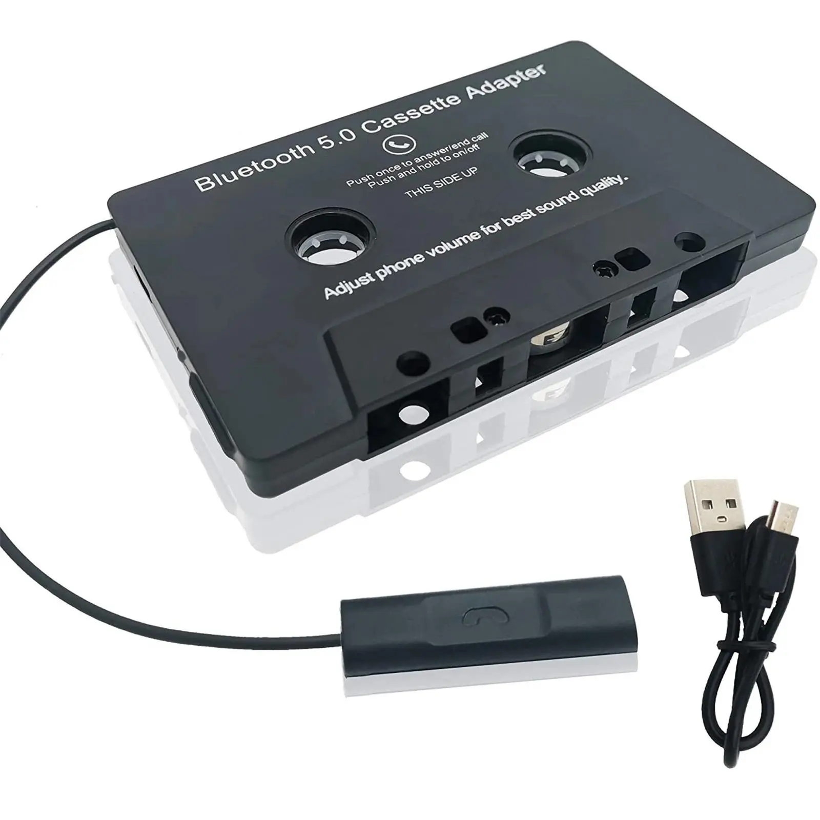 Multifunctional Rechargeable Bluetooth Cassette Adapter Car Audio Device, Wireless MP3 Radio, Hands-Free Call & Phonebook Support for iPhone, Phone/Tablet