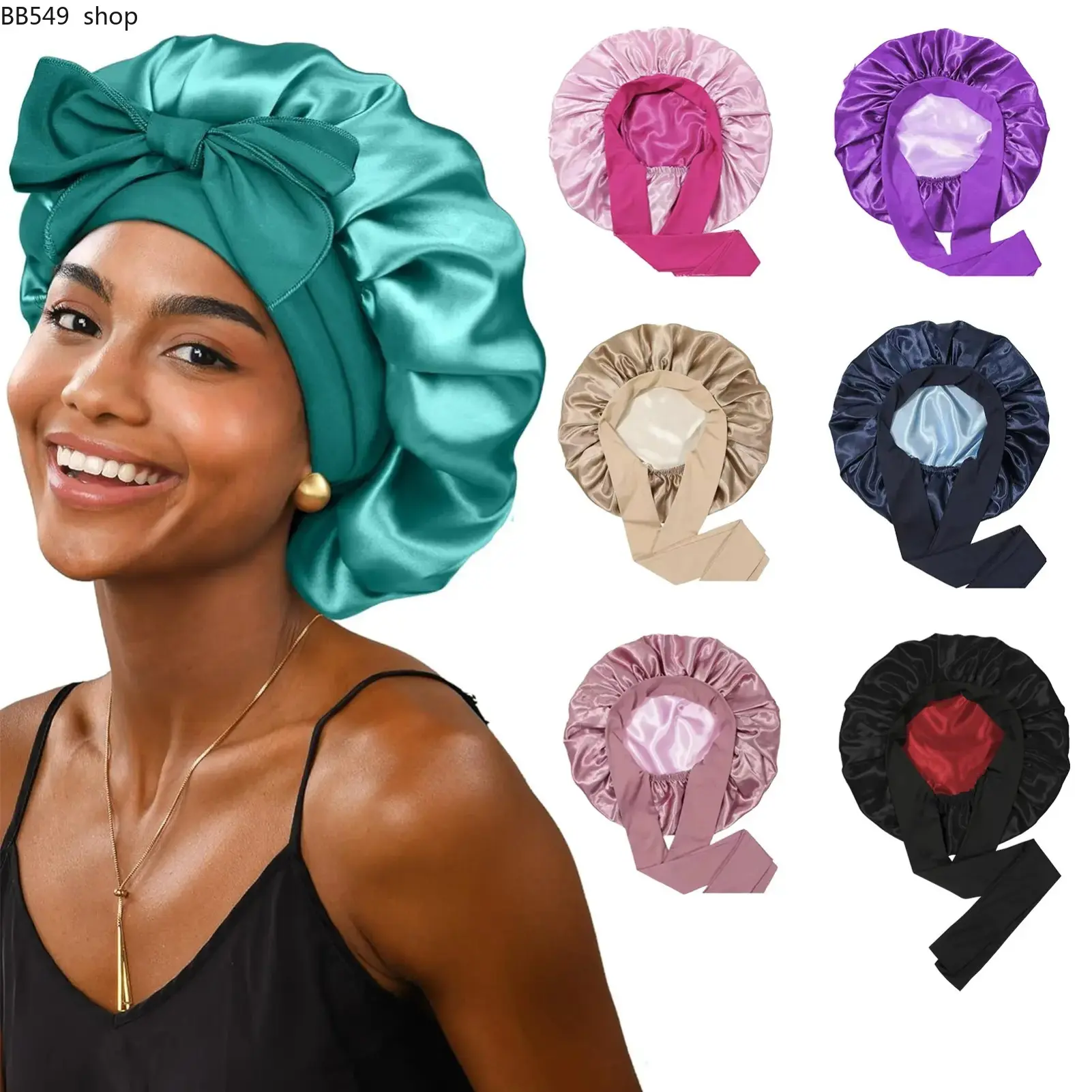 Women’s Satin & Silk Sleep Bonnet – Double-Layer Hair Cap with Elastic Tie, Night Cap for Curly Hair, Heatless Styling & Hair Protection, Soft Silky Haircare Accessory for Sleeping & Daily Use