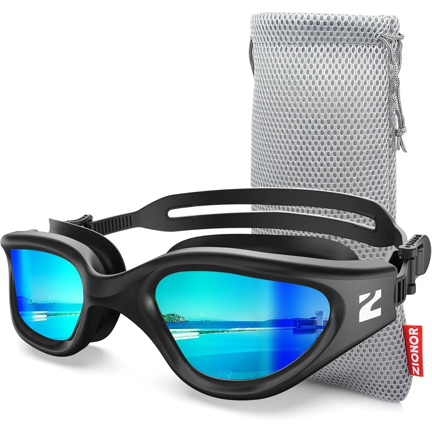 ZIONOR Swim Goggles Adult, G1 Air Polarized Anti-Fog Swimming Goggles for Women Men, Soft Silicone Strap, Outdoor