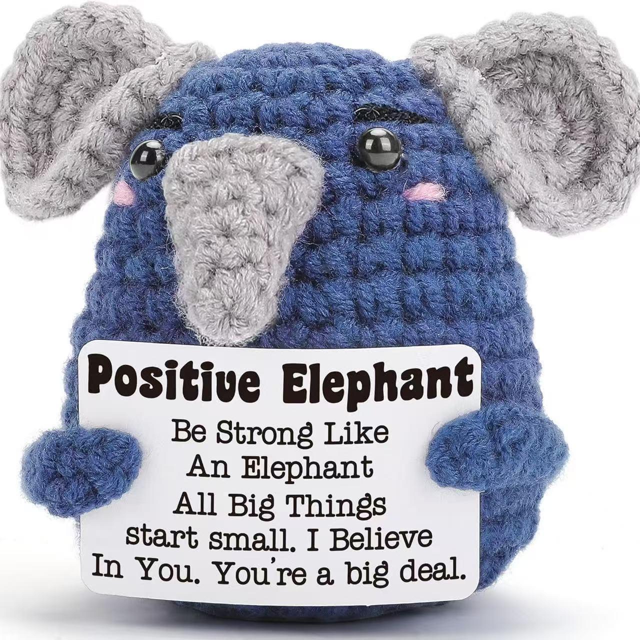 Handmade Positive Energy Elephant Doll With Card Home Decoration Knitting Turtle Doll Ornament Room Decor Christams Party Gifts