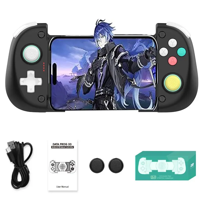 2026 new wireless mobile game handle cooling fan Hall effect rocker anti drift Android/PC universal three gear Turbo continuous cloud game low delay adaptation COD/Genshin Impact black/white/pink Mobile Gaming Controllers