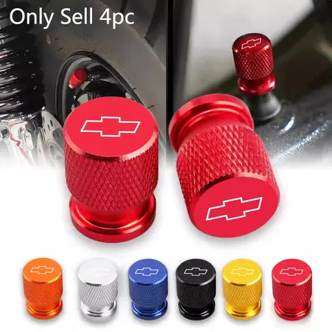 4Pcs Metal Car Wheel Tire Valve Caps Tyre Stem Covers Airdust Waterproof Automotive Accessories For Chevrolet Silverado Impala Malibu Equinox Cruze Camaro Blazer Aveo