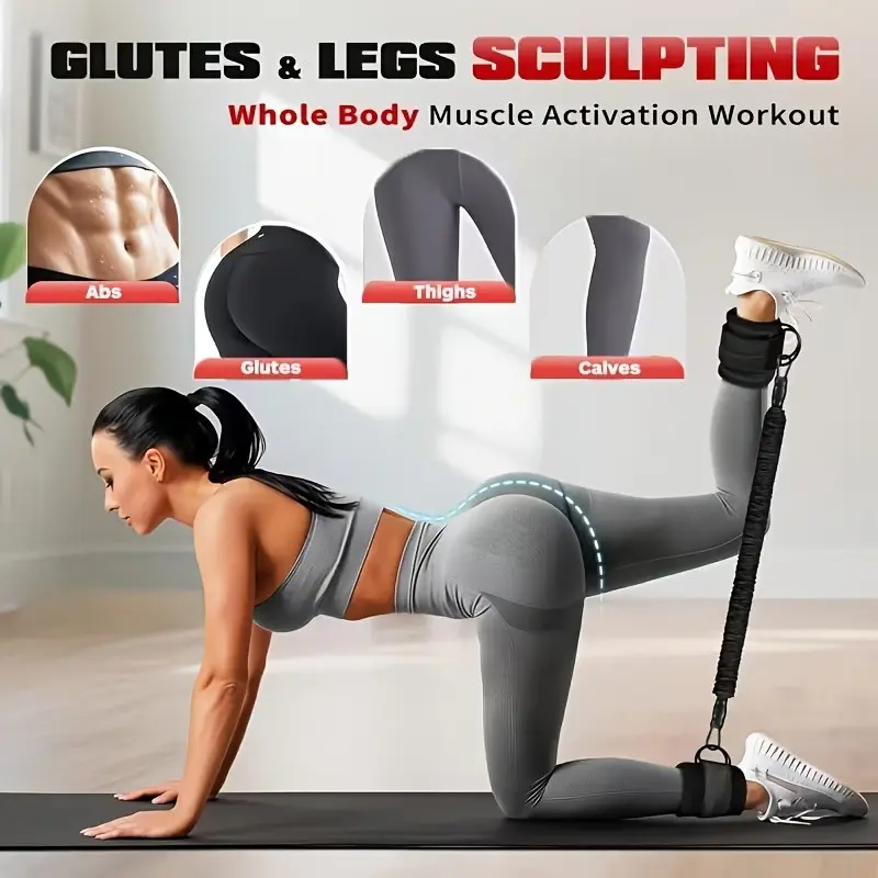 5-Piece Ankle Resistance Band Set with D-Ring, Leg Kick Training Cables, Butt Sculpting Equipment for Hip and Thigh Workout