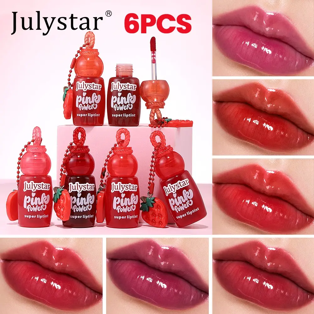 6-Pack Women's Strawberry Lip Gloss, Hydrating, Moisturizing, Glossy & Long-Lasting, Multi-Use for Parties, Daily Makeup, Holiday Gifts, Bright & Refreshing