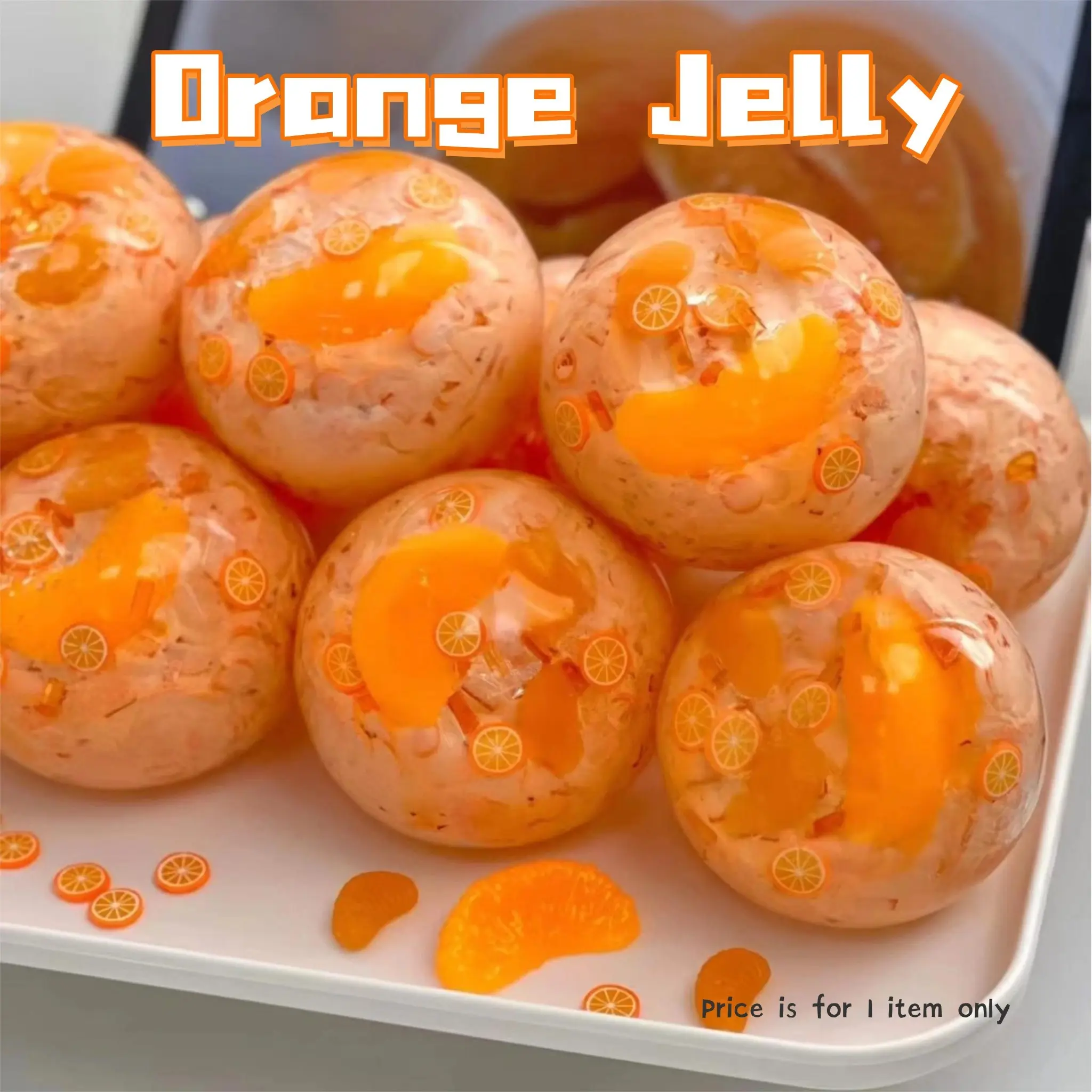 Handmade Orange Jelly Stress Ball, Fidget Toy for Birthday, Christmas, New Year, Easter Gifts, Home Office Decor, Student and Office Relaxation, Tpr Squeeze Ball