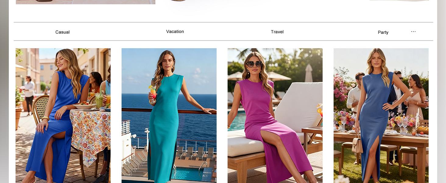 Women Summer Casual Sleeveless Maxi Dress 2026 Crewneck Loose Split Wrinkle-Free Beach Travel Vacation Long Sundress Women Summer Casual Sleeveless Maxi Dress 2026 Crewneck Loose Split Wrinkle-Free Beach Travel Vacation Long Sundress