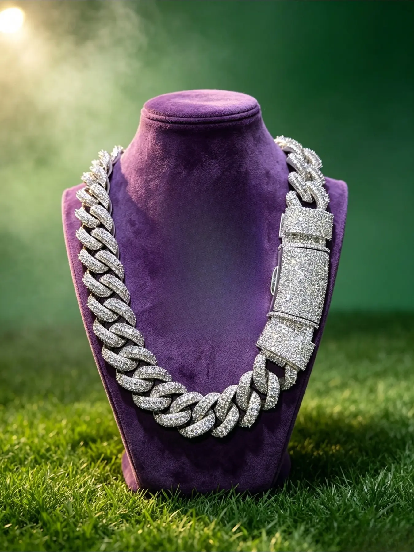 22Mm rotatable button head bubble shape with diamonds in the middle, iced diamonds, Cuban jewelry, multi-size optional, gold-plated and diamond-set dual process, Bubble Cuban Necklace, Cuban Link Necklace