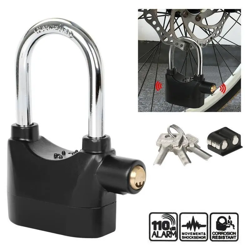 Alarm Lock, 110db Outdoor Alarm Lock, Durable, Bike Locks Heavy Duty Anti Theft, Bike Lock With Key, Includes 3 Keys, High Security Anti-Theft Design for Bicycles, Motorcycles, Garage, Fence