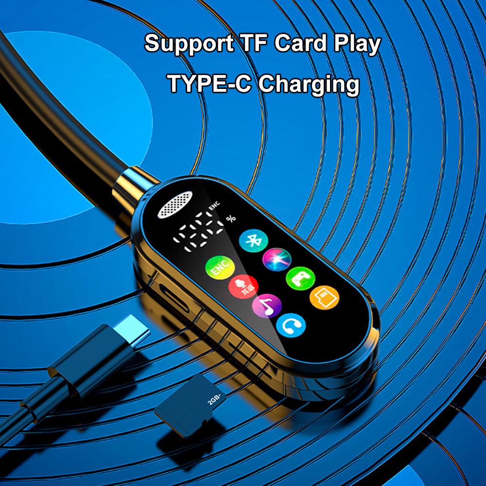 Bluetooth 5.4 Earphones Neckband Headphones Color Screen Wireless Headsets Noise Reduction Earbuds Earphone Monitor Smart Voice Assistant with ENC