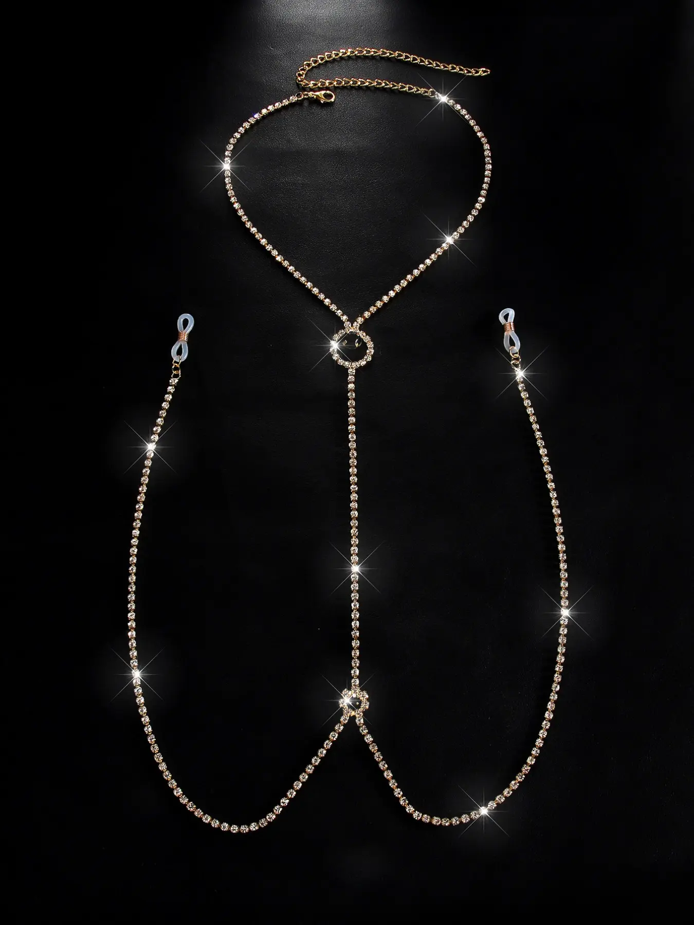 1pc Women Rhinestone Halter Body Chain Accessory Necklace, Sparkly Chest Chain Jewelry Body Jewellery for Nightclub Party Festival Outfits