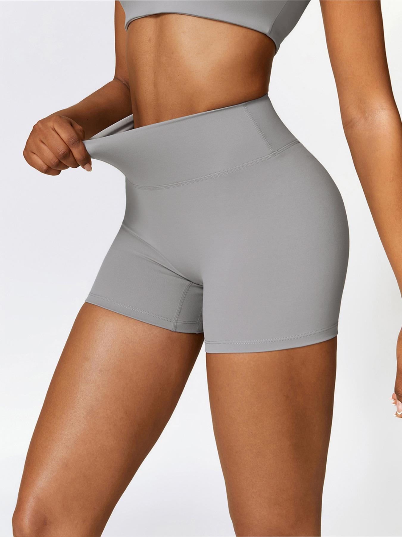 Women's Solid High Waist Sports Shorts, Gym Shorts, Athletic Shorts, High Stretch Breathable Comfortable Quick Drying Skinny Shorts, Ladies Sportswear for Yoga Gym Workout Running, Tight Fitted Shorts