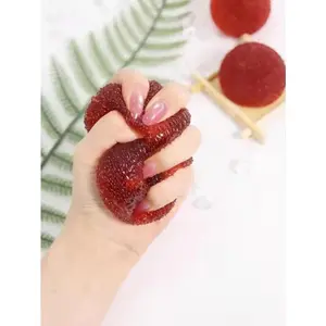 1PC Lychee Shape Squishy Toy, Soft Stress Relief Squeeze Toy for Office Home Decor, Fidget Anxiety Relief