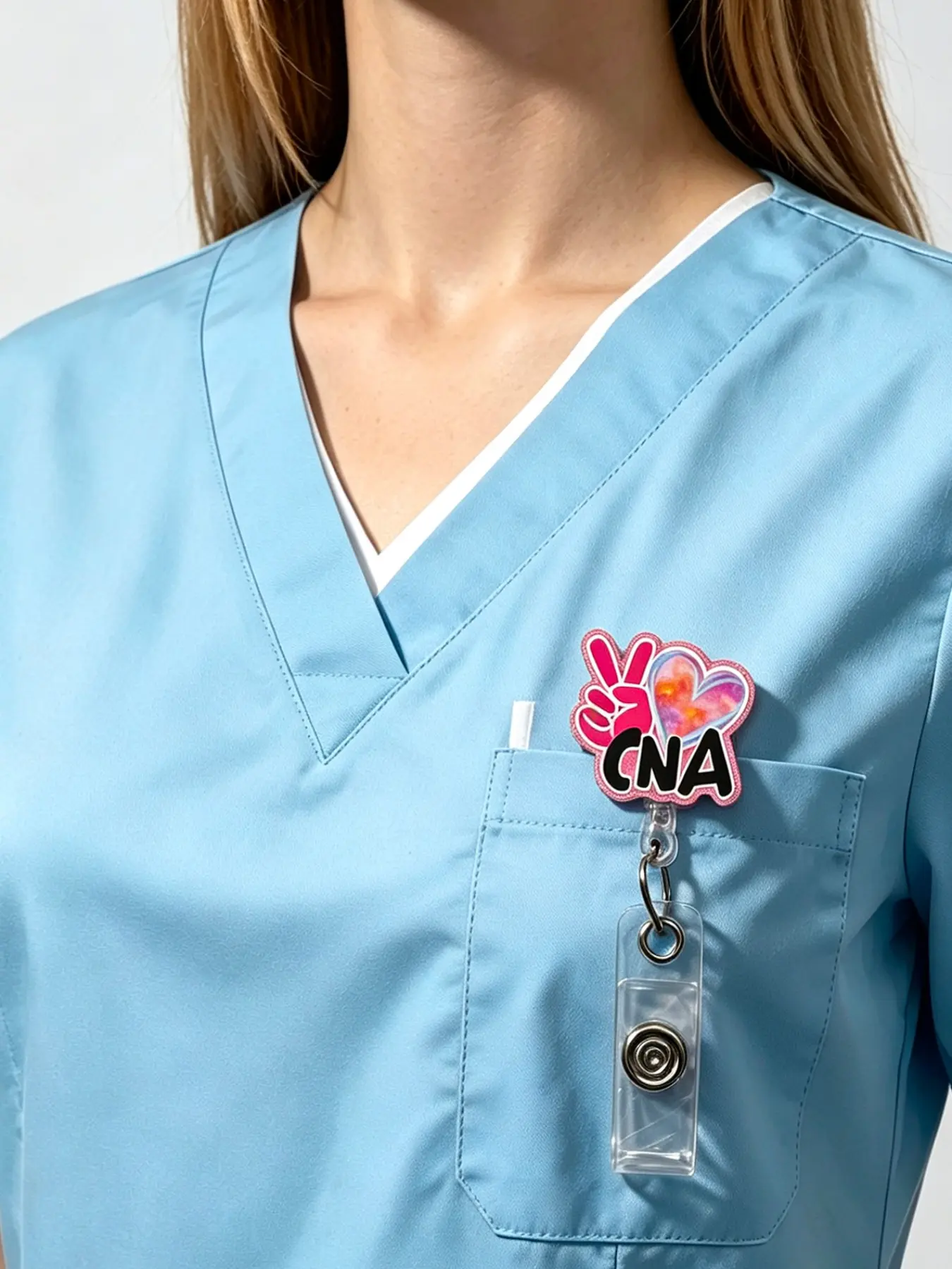 Cna Expandable Medical Badge Reel with ID Clip, Name Tag Holder for Nurses Doctors Volunteers, Employee Accessories Decorative