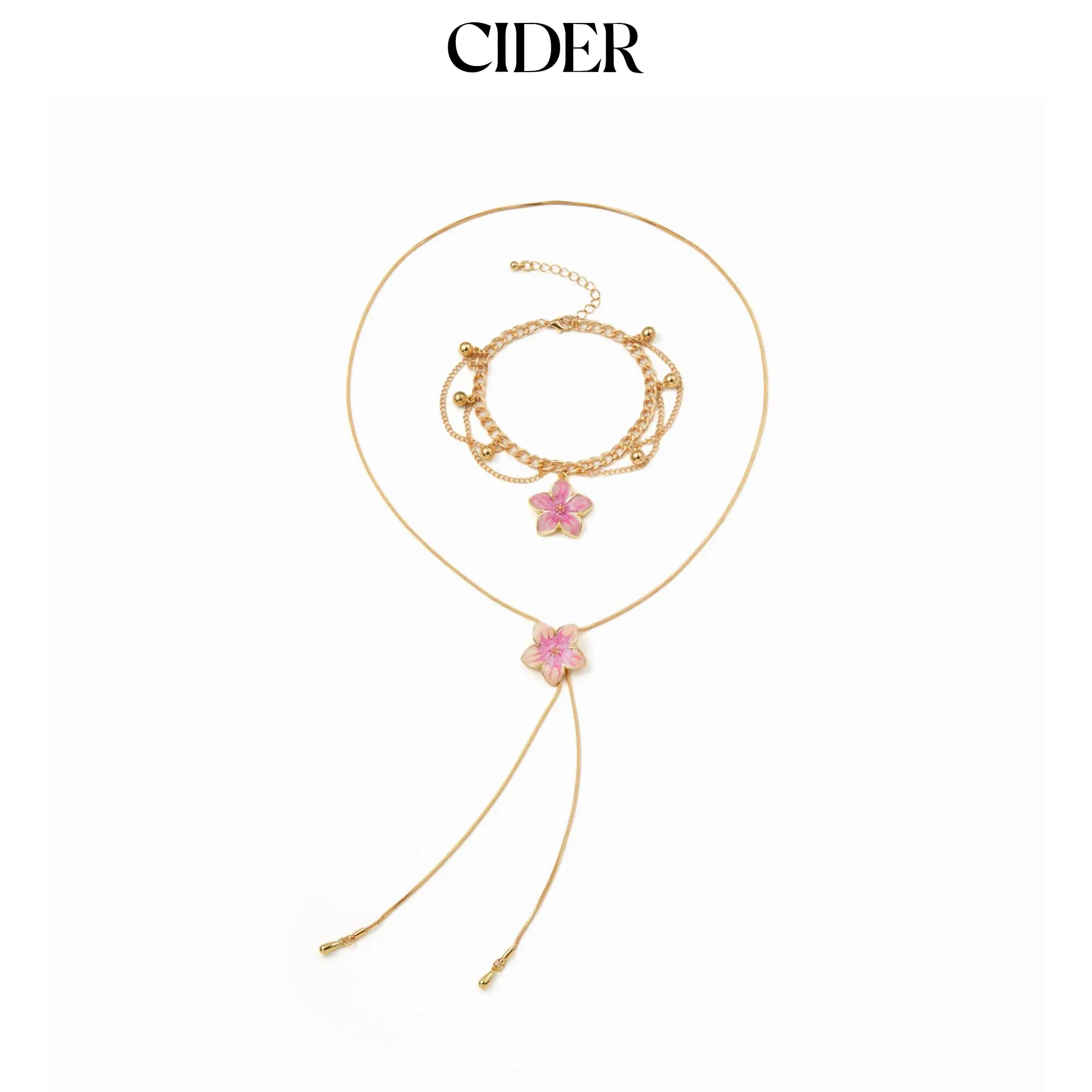 Cider PINK FLOWER CHARM JEWELRY SET