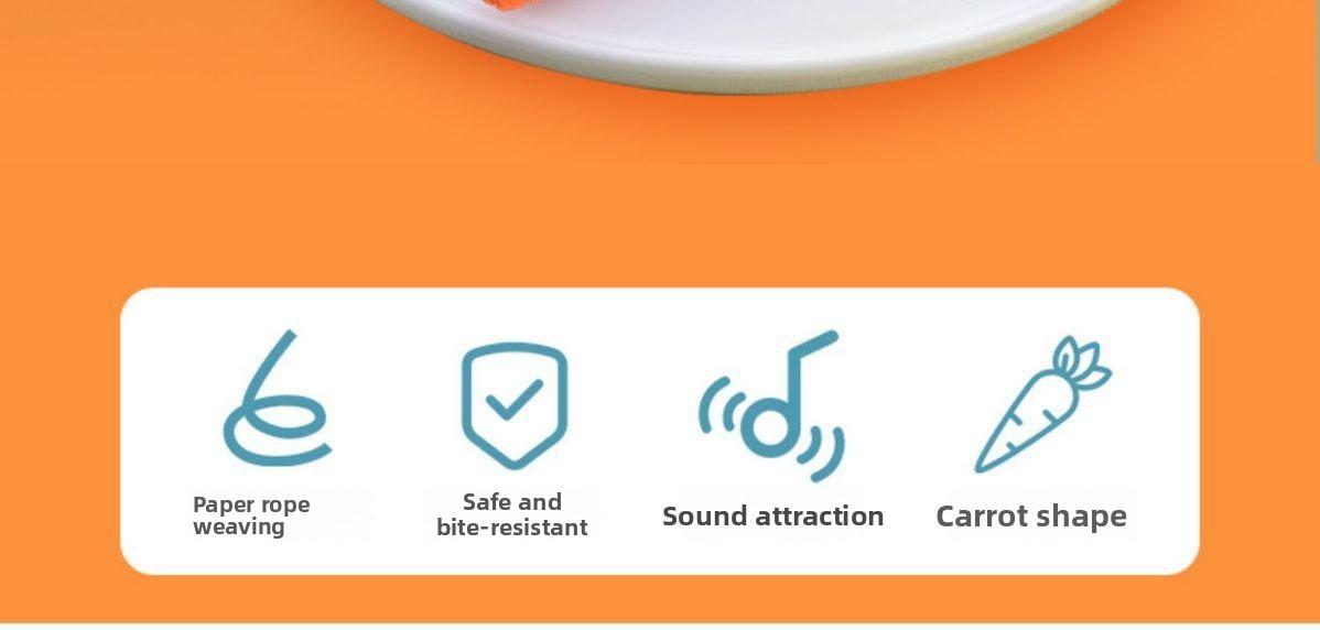 Cat toy paper rope carrot self-entertainment boredom buster chew-resistant cat teaser stick