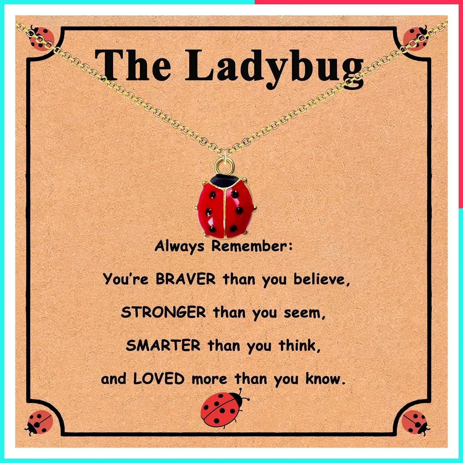 Ladybug Charm Necklace for Women and Girls – Good Luck Jewelry Gift for Mom, Daughter, Granddaughter, Niece, and Best Friend