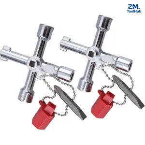 Pack of 2, Plumbing Repair Household Tools, 4 Way Sillcock Key Set, Equipped with Bits,Multi Functional Water Key, Cross Key,Water Shut Off Tool, Water Spigot Key, Suitable for Valve, Faucet and Spigots