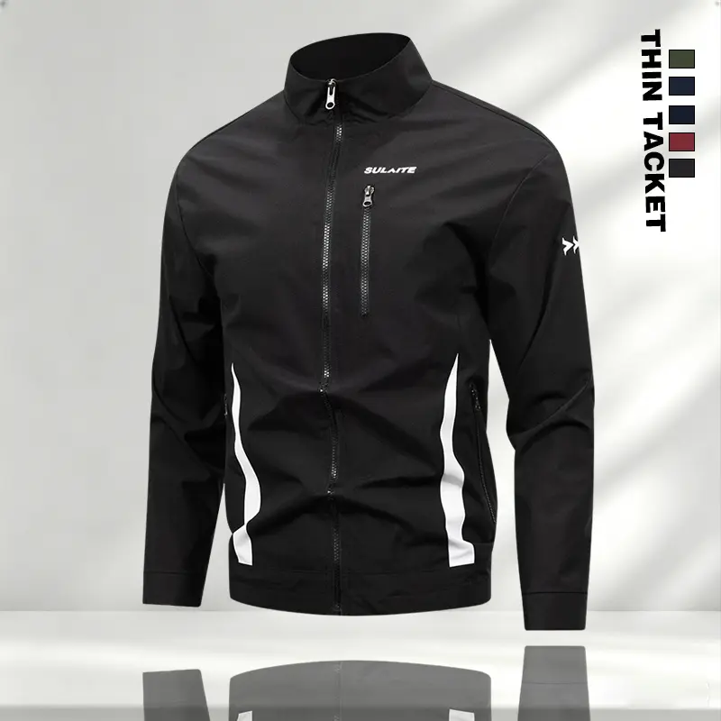 Spring and Autumn new men's standing collar windproof jacket, lightweight casual motorcycle suit, men's zipper riding jacket