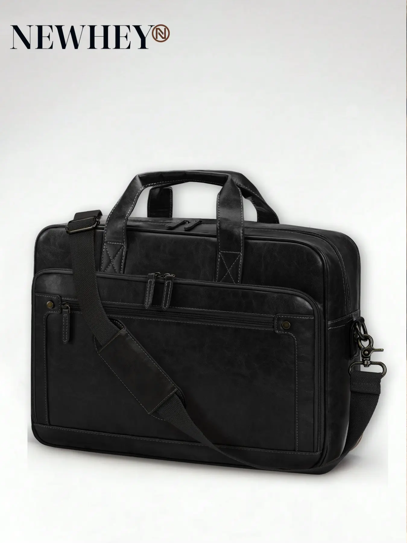 16 Inch Vintage Leather Messenger Bag for Men, Large Waterproof Business Briefcase, Computer Shoulder Satchel Bookbag for Work, Office, Travel