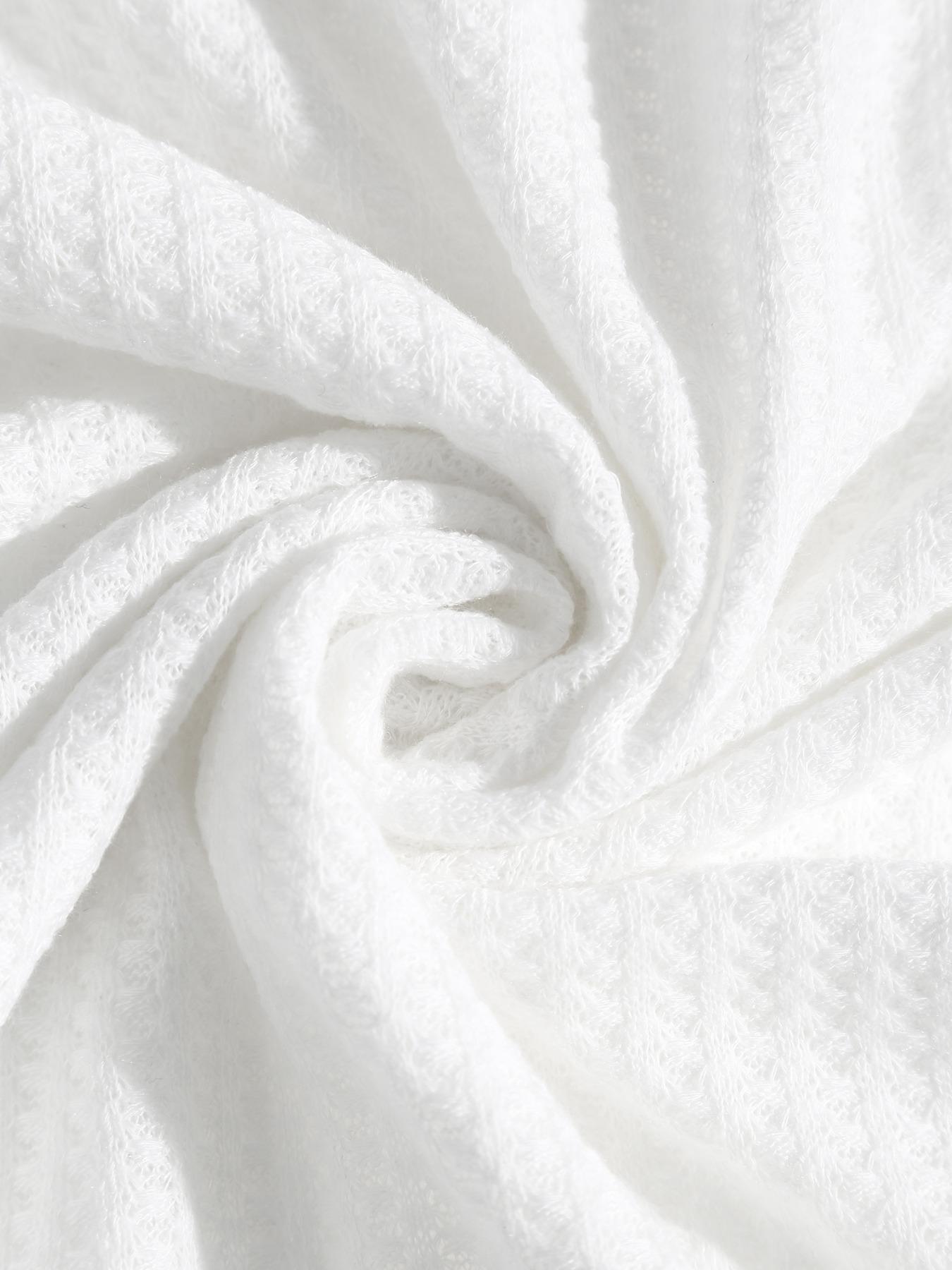 ZAFUL Men's Oversized Fit Waffled White T Shirt men' color textured t shirt crew neck short sleeve Loose