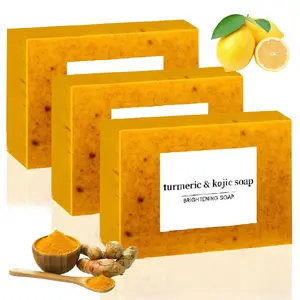 Turmeric Lemon Kojic Soap Bar, Hydrating Face and Body Cleanser for Glowing Skin, Scented with Natural Ingredients for All Skin Types