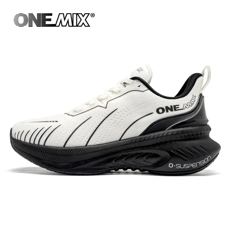 ONEMIX Lightweight Mesh-Polyester Cushioning Running Shoes for Men - Lace-Up, Non-Slip Polyester-Rubber/Rubber-TPE Sole, Outdoor Athletic Sneakers for Heavy Runners (Suitable for Running/Yoga)