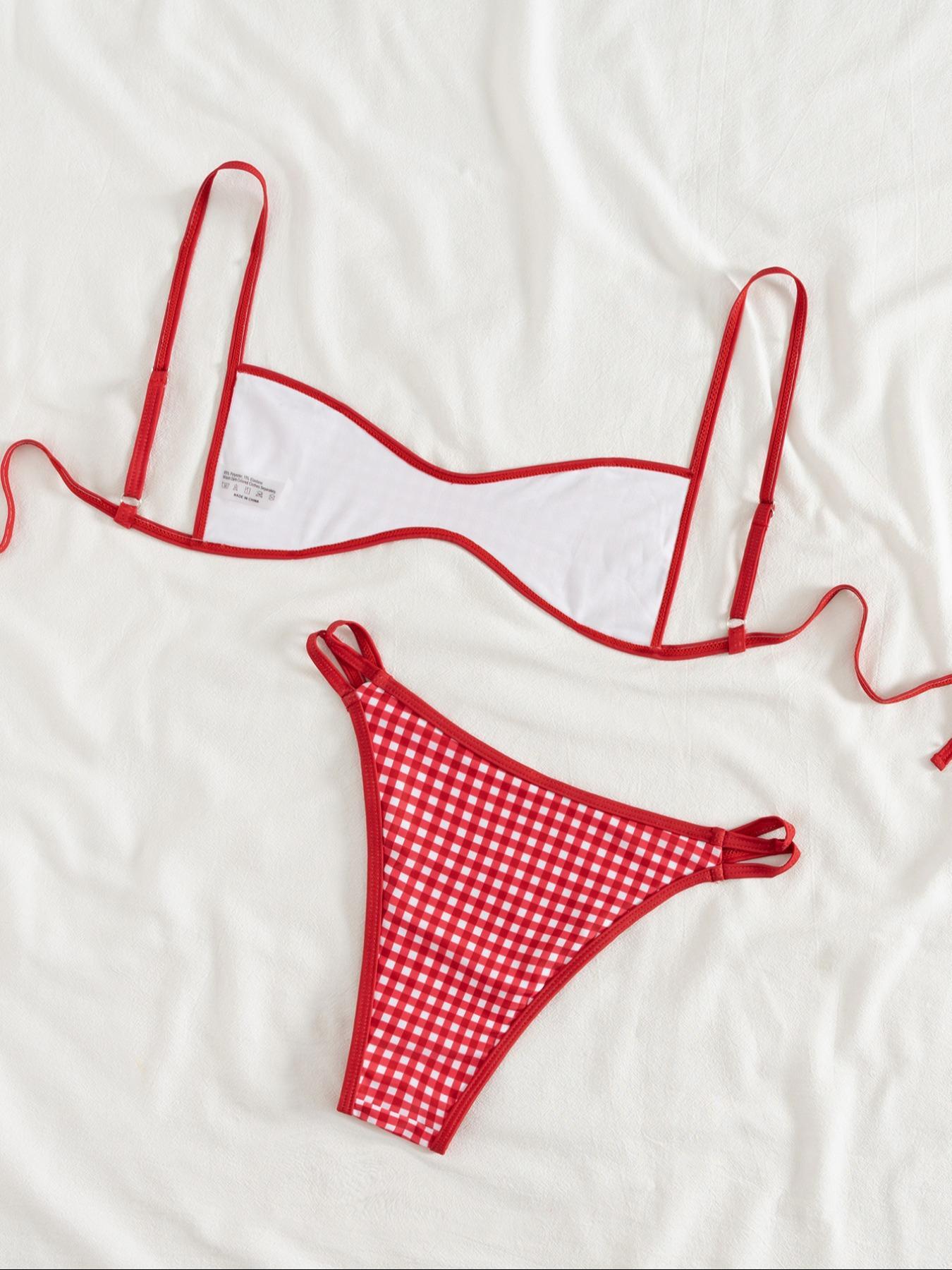 Two-Piece Set Women's Floral Print Spaghetti Strap Bikini Set, Casual Fashion Chic Swimsuit Set for Beach Holiday Vacation, Ladies Summer Clothes