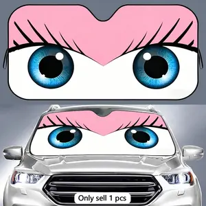 Cute Girl Car Eyes Sun Visor Five-Layer Aluminum Foil Windshield Sunshades UV Protector & Heat Shield Car Front Window Keeps Car Cool Protects Dashboard Foldable Fits Most Vehicles SUV Truck