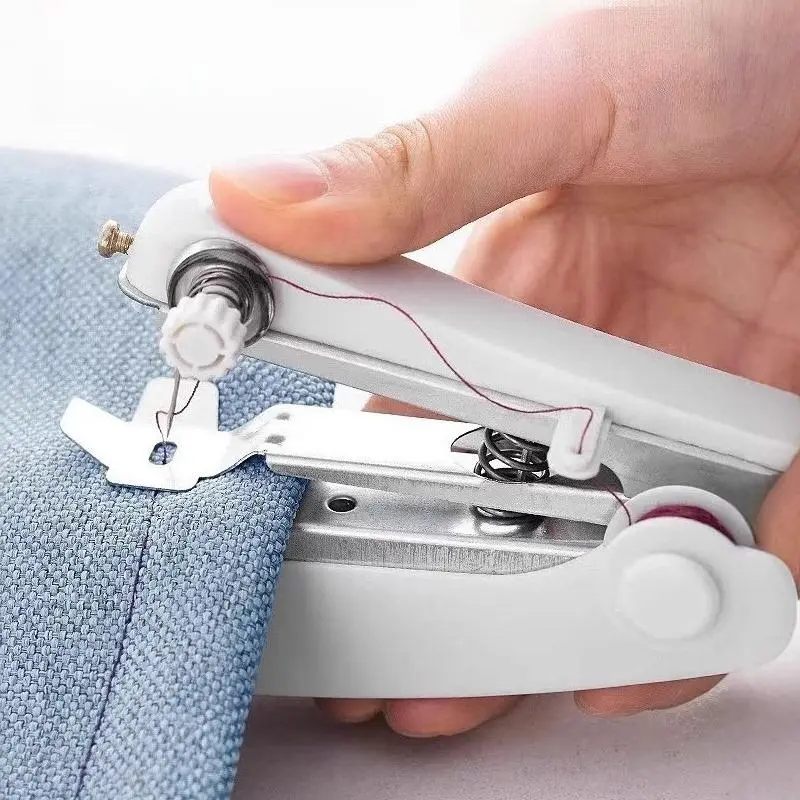 Portable Mini Sewing Machine, Handheld Manual Easy Sewing, Home Portable Tailor Machine with 12 Colors of Small Thread Spools, Sewing Supplies Crafts