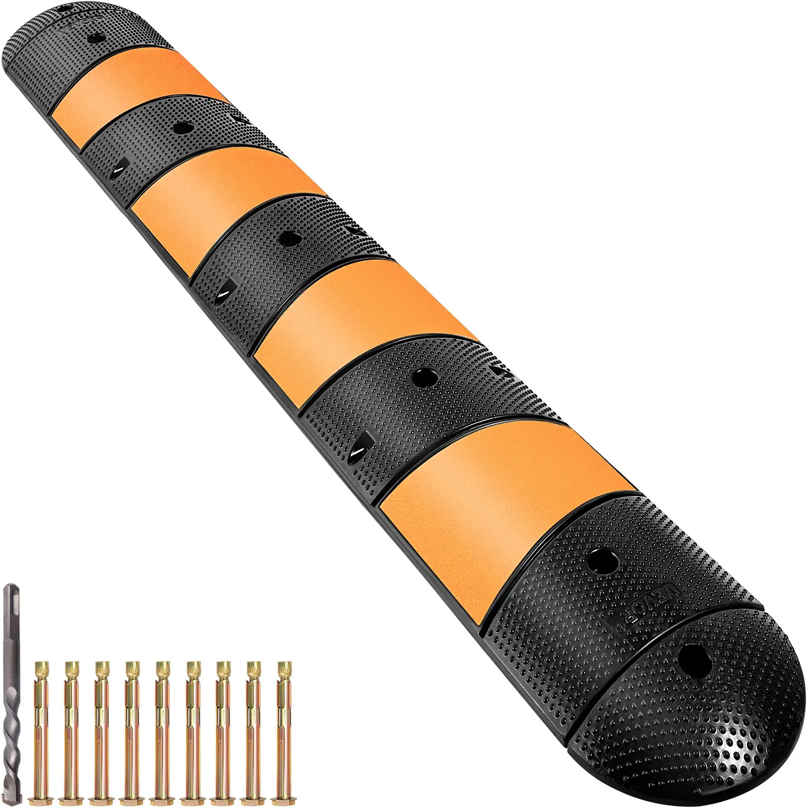 【Summerfinds】VEVOR Rubber Traffic Calming Device, Single Unit with Dual Channels, 72" Length Modular Design Supports Up to 22000 LBS, Dimensions 72.8x 12.2x 2.2, Suitable for Asphalt, Concrete, and Gravel Sur
