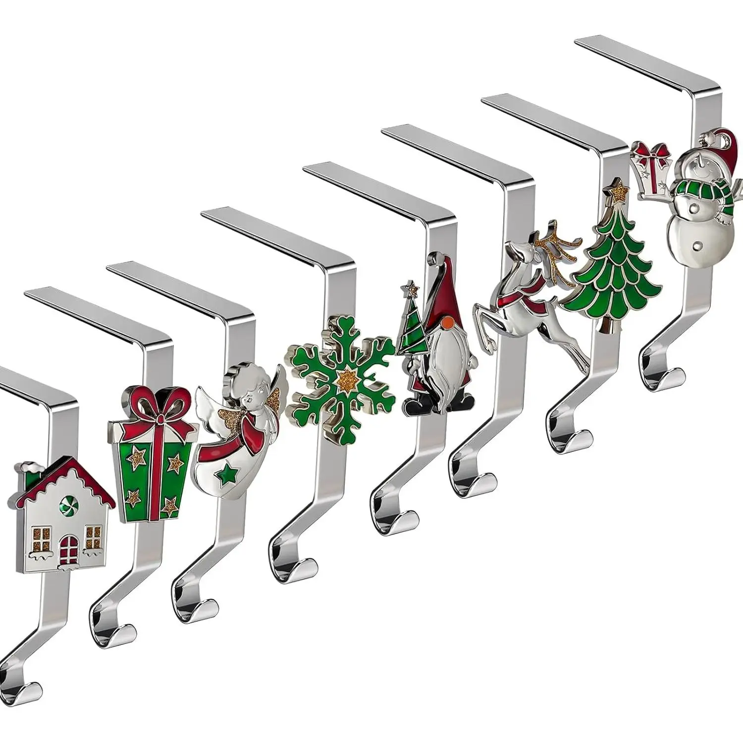 Set of 8 Christmas Stocking Holders for Mantle Fireplace Stocking Hangers Stocking Stand Farmhouse Rustic Xmas Decorations for Home Indoor