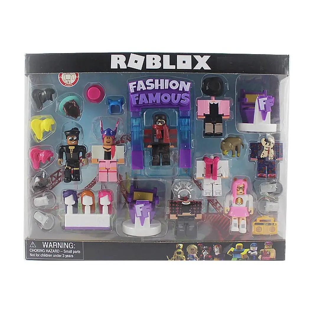 8pcs 2.5-3 Inch Roblox Fashion Famous Action Figures With T-Stage 2 Chairs Display Accessories Box Toy Set in stock