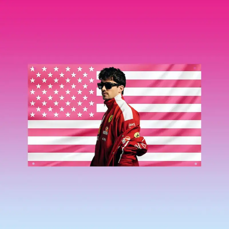 Charles Leclerc Pink F1 Flag | Hot Formula Driver Tapestry | Ferrari Racing Wall Art Hanging Wall Decor | Aesthetic F1 Decor | Red Aesthetic Driver Flag Y2K Indie Room Decor Wall Tapestry