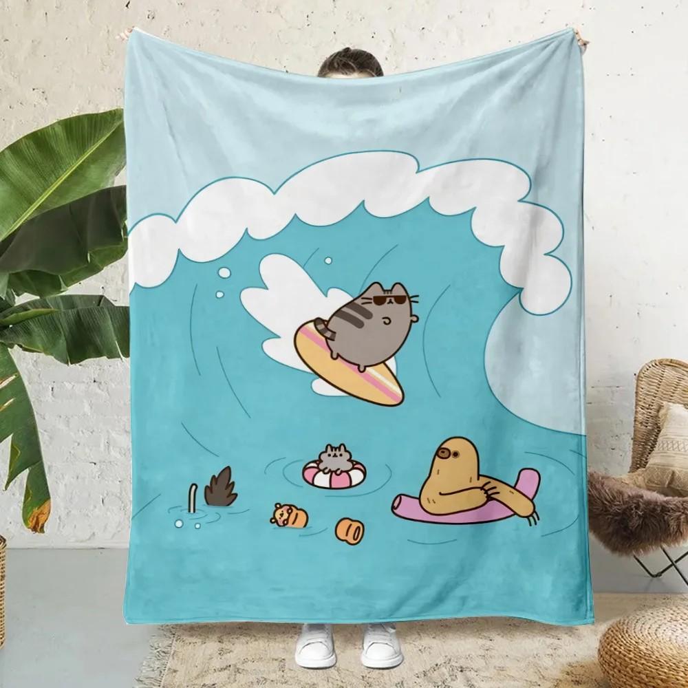 Cute Gifts for Cat Mom Girls Cartoon Kitten Blanket Hypoallergenic Soft Flannel Throw Durable Pet Lover Birthday Present Keepsake
