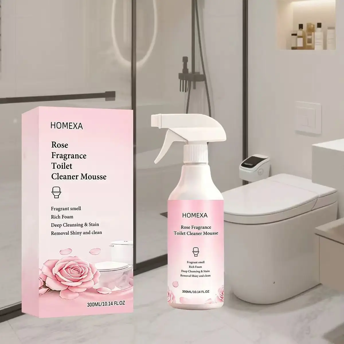 Homexa Toilet Cleaner Mousse, Cleaning Foam Spray, Bathroom Toilet Stain Remover, Deodorizing and Freshening Agent, Effective Cleaning Solution, Spray, Foaming Cleaner