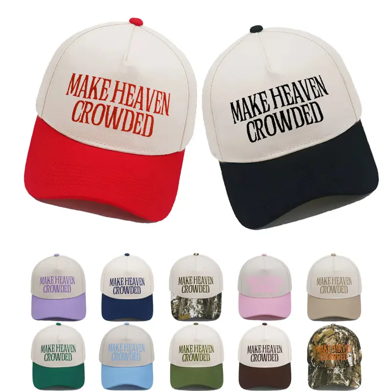 Christian Embroidered "Make Heaven Crowded" Dad Hat - Synthetic Adjustable Strap Casual Hat for Men, Church Wear & Everyday Use Inspirational Religious Gift, Faith Slogan, Baseball Cap, Inspirational Gift, Inspirational Religious Hat